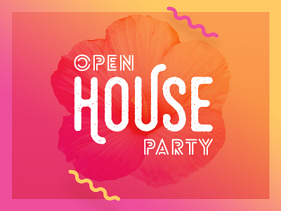 Spring Open House Party design gradient poster typography vector