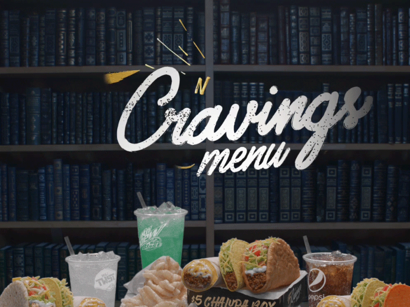 5 Dollar Cravings Menu after effects design fast food food hand-done motion taco taco bell typography