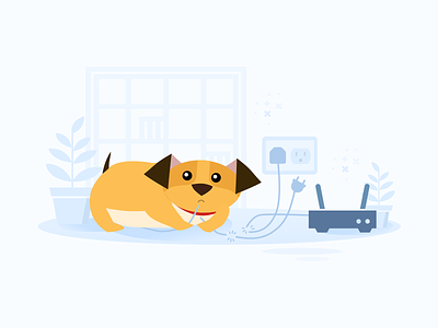 Illustration for BetterDesign_No Internet Connection Found clean dog empty state icons illustration material design no internet connection polls simple ui web