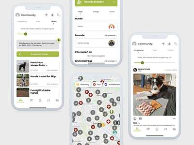 Doguniversity App Design app app design app development dogs flutter ios app map social feed social media social platform training ui