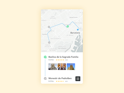 Itinerary 079 app design barcelona grey map itinerary locate location map ui ux