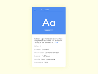 Info Card 045 app design daily ui font info font search info card material design typography ui ux