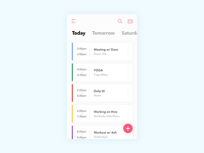 Calendar 071 app design daily activity daily ui schedule schedule app timetable ui ux