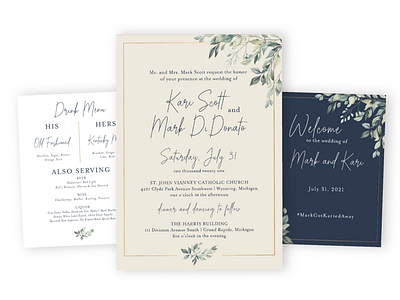 Scott Wedding Suite catholic floral invite navy print suite wedding