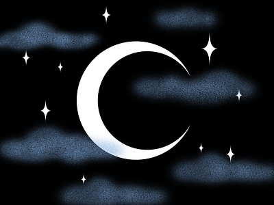 C 36daysoftype crescent moon illustration moon night nightsky starry sky