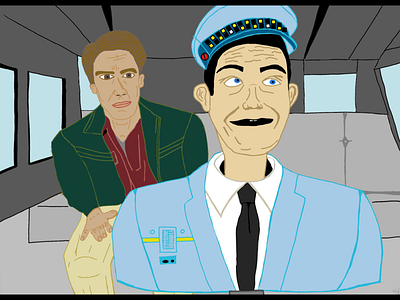 Total Recall “Your in a Johnny cab” cartoon digital art handdrawing i.m.mayes illustration movieart mr thinkalot