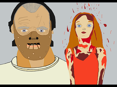 Hannibal Lector and Carrie carrie cartoon digital art handdrawing hannibal lector i.m.mayes illustration movieart mr thinkalot silence of the lambs stephen king