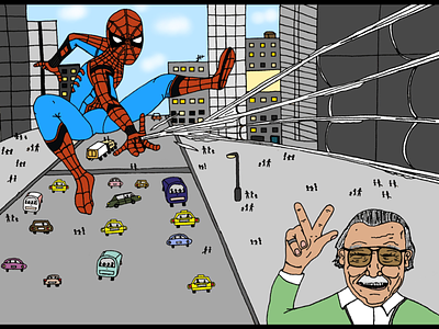 Spider-Man in New York cartoon digital art handdrawing i.m.mayes illustration movieart mr thinkalot