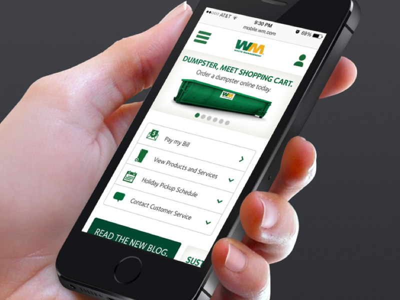 Waste Management Homepage e-commerce minimal clean icons visual design mobile