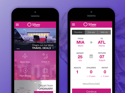 Silver Airways - Pitch Design airline book booking check in concept design e commerce flight fly mobile travel visual design