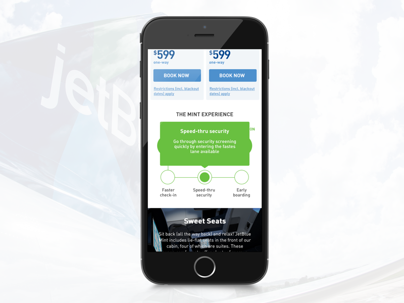 Jetblue - The Mint Experience product mobile booking visual ux travel mint jetblue airlines