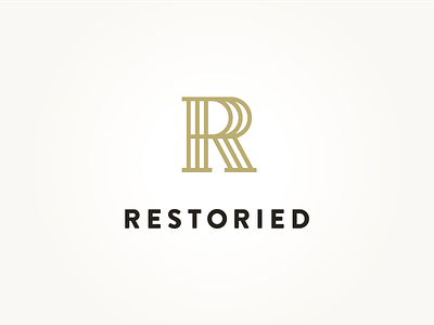 Restoried Logo furniture logo mark r typography