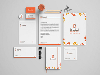 Stationery Set & Brand Identity System brand guidlines brand identity branding business card clean colorful envelop graphic design logo mockup modern notebooks stationery typography