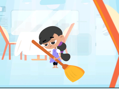 Child Labour 2d characters clean flat illustration