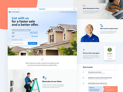 Listing product landing page brand home house landing layout listing opendoor real estate ui web