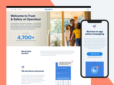 Trust and Safety features landing layout page product responsive terms web