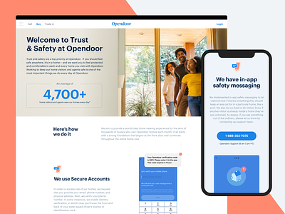 Trust and Safety features landing layout page product responsive terms web