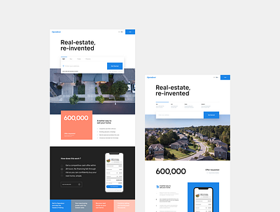 Homepage concepts brand house housing layout minimalist design opendoor real estate ui web