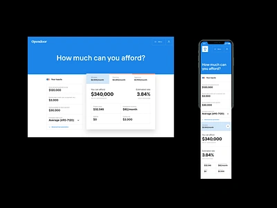 Affodability calculator brand house layout loan mortgage opendoor real estate responsive design tool web