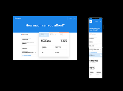 Affodability calculator brand house layout loan mortgage opendoor real estate responsive design tool web