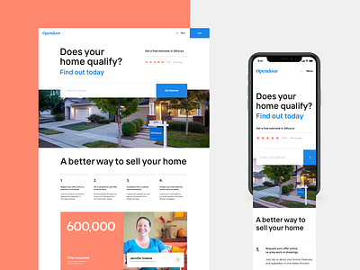 Simplified homepage brand hero home house housing layout marketing process real estate social proof