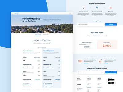 Pricing page update brand comparison landing layout opendoor price table real estate sliders table ui web web design