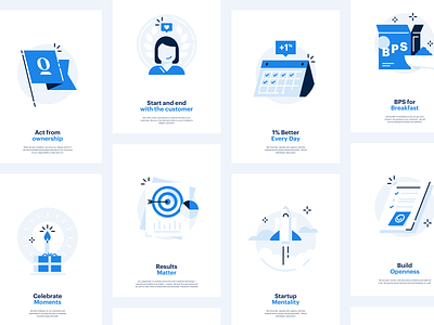 Core values icon set brand branding cultural flat icons identity illustration opendoor startup