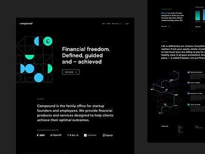 Landing page layout - vol 2 brand dark ui finance fintech geometric landing landing page layout product