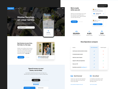 Buyer landing page app chat compare home house landing page product real estate table ui web website