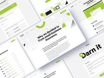 Trym screens brand branding insurance layout responsive website shapes web web design