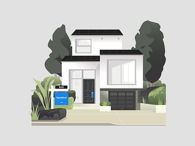 Sold sign bungalow cabin curb facade garden home house illustration morden plant real estate realtor sold vector