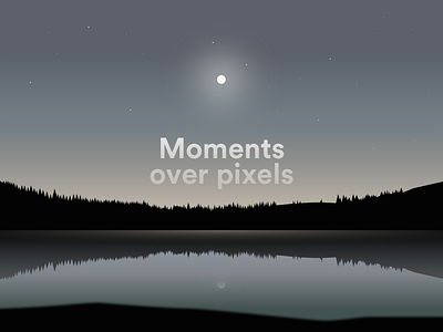 Moments over pixels illustration lake light mood moon nature night