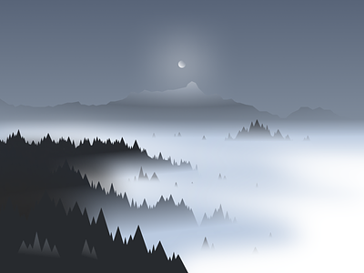 Portrait of Karl fog gradient illustration landscape mist nature night vector