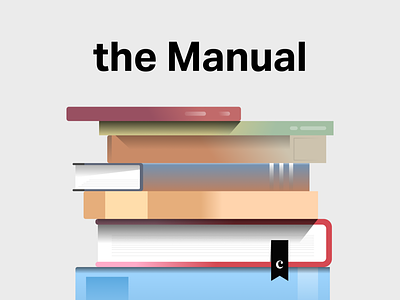 the Manual books brand content cover editorial illustration manual stack