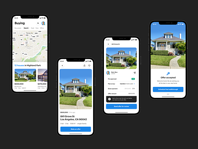 Immersive UI app cards home house listing product real estate transitions ui