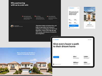 Partner page layout collage houses landing page layout real estate swiss ui web web design website whitespace