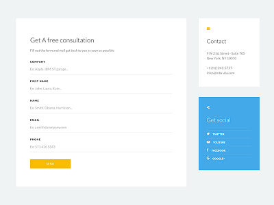 Contact form layout flat simple