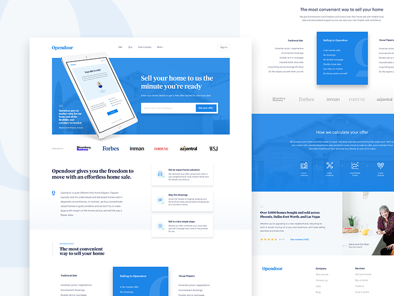 Homepage layout by Nicolas Solerieu for Opendoor Design on Dribbble