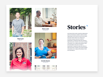 Stories page concept concept customer feed grid layout scroll social testimonial