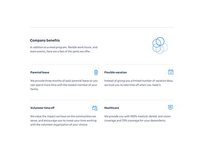 Benefits section benefit geometric hiring icon job landing page web work