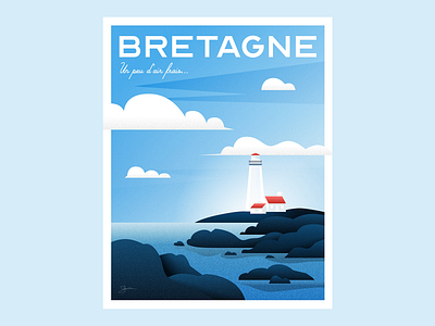 Bretagne bretagne clouds concept design france grain illustration poster vector
