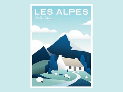 Les Alpes france illustration poster