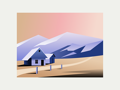 Scene abandoned house illustration landscape utah