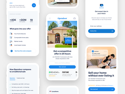 Mobile-first homepage brand cta frontend design header hero home house landing layout mobile opendoor real estate responsive web website