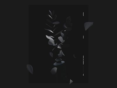 ⚫️🍃 3d black c4d illustration low poly plant poster vectary