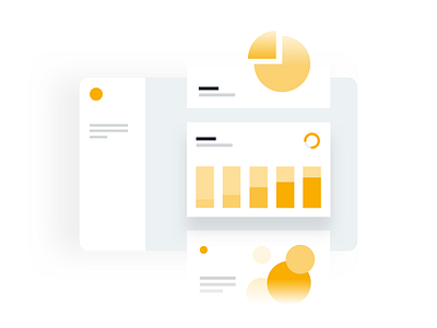 Automated Reports dashboard graph illustration landing product simple stats tech ui web