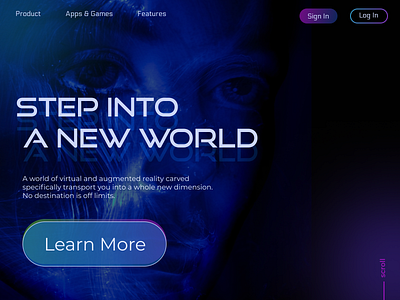 Landing page - VR site 3d app design typography ui ux website