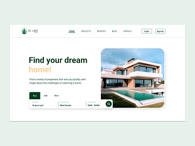 De - Light Properties apartment appointment booking branding design e commerce graphic design hero house housing illustration landing page logo properties real estate real estate designs ui vector