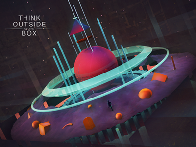 Think Outside Of The Box 2d 3d illustration
