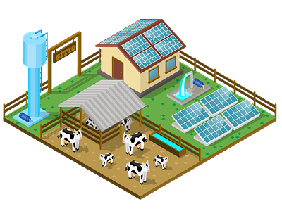 Farm 3d farm isometric solar energy solar panel